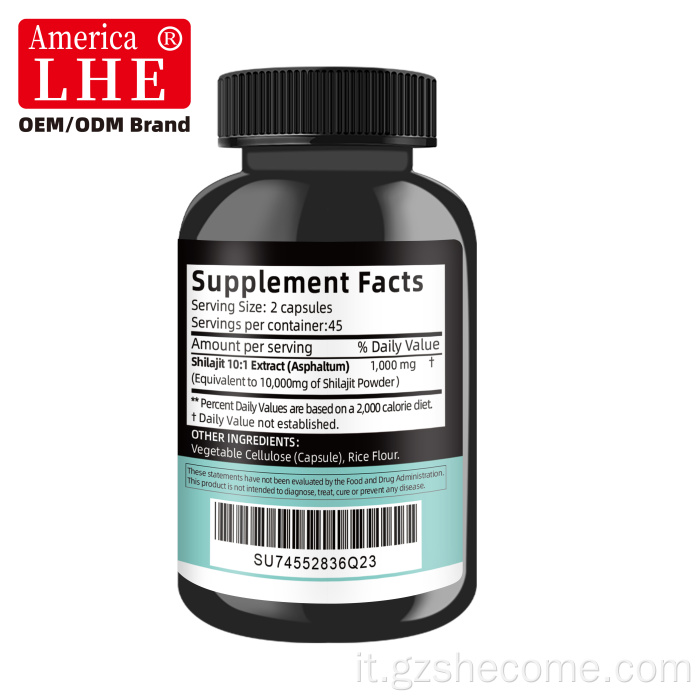Shecome Shilajit Capsule 10:1 Estratto di supporto energetico